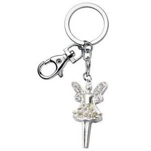 Llavero de ángel de cristal con diamantes de imitación, colgante en tono plateado para mujer, regalo - Product Image 1