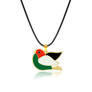 Saint-Esprit Blanc Colombe Palestine Drapeau Libre Plaqué Or Pendentif Collier Argent Plaqué Métal Émail Paix Pigeons Drapeau Collier - Product Image 1