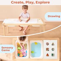 Mesa Sensorial Montessori Ajustable en Altura para Niños, con Insertos para Actividades, Escritorio de Estudio, Mesa Sensorial Infantil