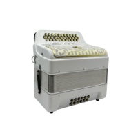 Accordéon diatonique professionnel SEASOUND Factory 34 boutons 12 basses 3 registres Blanc brillant JB3412C Boutons dorés Grille dorée