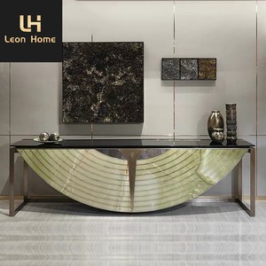 Su misura di Lusso <span class=keywords><strong>Soggiorno</strong></span> Ingresso Marmo Naturale Semicircolare Casa di Moda <span class=keywords><strong>Lungo</strong></span> <span class=keywords><strong>E</strong></span> <span class=keywords><strong>Stretto</strong></span> Console Da Tavolo - Product Image 1