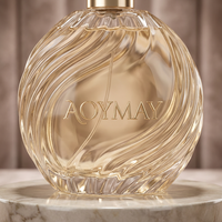Flacon de parfum de luxe en verre, forme personnalisée, finition mate noire avec feuille d'or, rechargeable, 50ml/100ml, vaporisateur à pompe, impression de logo