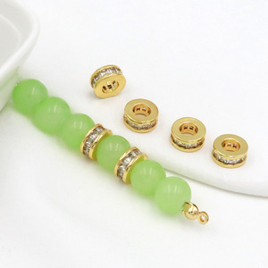 14K gold-plated, color-preserving wheel-shaped <b>beaded</b> necklace/bracelet with cubic zirconia <b>set</b> in a DIY handmade - Product Image 2