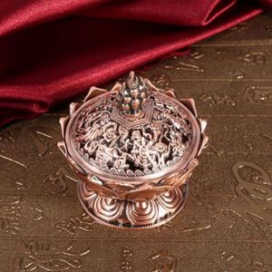 Incense Burner Holy Tibetan Lotus Incense Burner Alloy Bronze Incense <strong>Holder</strong> Metal Craft Handmade Censer for Office Home Decor - Product Image 2