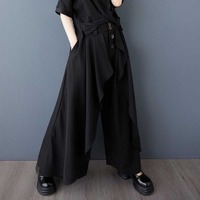 Nouvelle Collection 2026 – Jupe-culotte asymétrique drapée style Yamamoto pour femme, coupe large, avec boucle de ceinture et bouton, longueur cheville