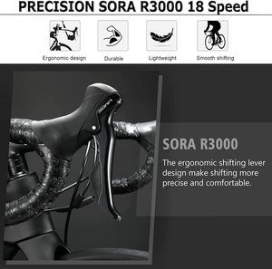 Bicicleta de Carretera de Carbono 700C T800, Bicicleta de Carreras de Alto Rendimiento con 18 Velocidades <span class=keywords><strong>SORA</strong></span> R3000 y Frenos de Disco para Ciclistas Principiantes - Product Image 2