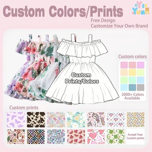 Vestidos de Verano para Niñas con Estampados Personalizados, Vestido de Gasa con Hombros Descubiertos, Estampado Floral de Rosas, Vestidos de Tirantes de Princesa para Niñas - Product Image 3