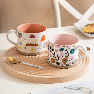 แก้วน้ำเซรามิกสไตล์ญี่ปุ่นขนาดใหญ่ ผลิตจากเครื่องปั้นดินเผาหยาบ ขายตรงจากโรงงาน แก้วมัคเซรามิกสำหรับอาหารเช้าสไตล์สดใส เหมาะสำหรับเป็นของขวัญทางธุรกิจ - Product Image 5