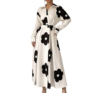 Mùa Hè Cổ Điển Phụ Nữ Thanh Lịch Buổi Tối Ăn Mặc Giản Dị Dài Tay Áo Thiết Kế Thời Trang In Voan Tầng Chiều Dài Ăn Mặc - Product Image 4