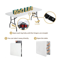 Table pliante portable 6 pieds, blanche, rectangulaire, en plastique, mobilier d'extérieur, pliable, pour banquet, restauration, camping