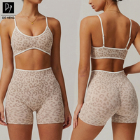 Soutien-gorge de sport personnalisé Deheng avec logo, haut court de yoga imprimé léopard, soutien-gorge de sport décontracté pour femmes