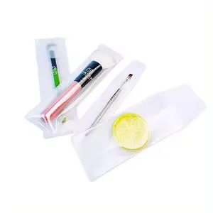 Bolsa de gancho de PVC para sombra de ojos personalizada reciclada, estuche con cremallera EVA, bolsas de embalaje de cepillo de maquillaje para un solo cepillo, palillos de regalo, reloj de archivo
