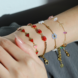 18K Gold Plated Stainless Steel Colorful Natural Stone Women's Irregular <b>Crystal</b> <b>Chip</b> Beads Hypoallergenic Waterproof Bracelet - Product Image 2