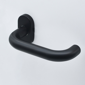 Manija de puerta negra Acero inoxidable 304 Base ovalada Manija de puerta moderna especial para puerta de marco estrecho - Product Image 4