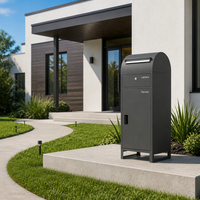 Buzón de Paquetería Metálico Independiente Gris Oscuro con Tapa Curva, Compartimento Separado para Cartas y Paquetes, Buzón Exterior con Cerradura para Casa o Villa, OEM ODM