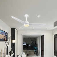 Éclairage LED simple et propre lame en plastique télécommande ventilateur de plafond de refroidissement par air pour hôtels bureau chambre salon utilisation