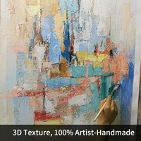 Peinture à l'huile sur toile texturée turquoise et orange, peinte à la main, abstraite, verticale, pour salon