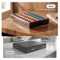 Tiroir de rangement en acrylique transparent pour 40 grandes ou 60 petites capsules, design visible, durable et antidérapant, pour inventaire.