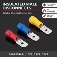 Connecteur à sertir femelle en cuivre étamé isolé PVC pour fil massif