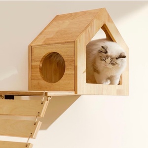 Grosir rak cakar kucing pasang dinding besar Modern kayu polos kualitas tinggi rak tempat tidur gantung kucing pohon Natal panjat dinding kucing - Product Image 4