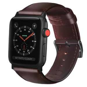 Dropshipping流行蜡油皮革复古黑色扣商务皮革表带苹果手表S9 S8 ultra2