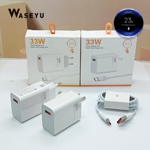 ชุดอุปกรณ์ชาร์จไฟ 2 in 1 แบบ EU US พร้อมปลั๊ก USB กำลังไฟ 33W ชาร์จเร็วสำหรับใช้ในบ้าน พร้อมสาย USB Type-C แบบ PVC 2.4A สำหรับ <span class=keywords><strong>Xiaomi</strong></span> Redmi <span class=keywords><strong>Mi</strong></span> 17 Pro Max - Product Image 1