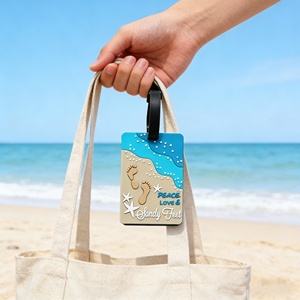 Waterproof PVC Baggage Tag Personalized Name ID Holder Rubber Loop <b>Strap</b> Travel Luggage Tag for <b>Suitcase</b> Travel Gift - Product Image 2