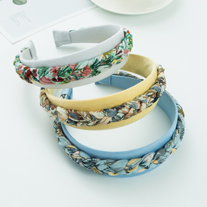 แถบคาดศีรษะขอบกว้างของผู้หญิงผ้าถักเปียสีทึบใหม่จากโรงงานเกาหลี - Product Image 4
