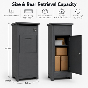 Boîte à colis nordique à livraison par l'avant et récupération par l'arrière en acier galvanisé pour clôture ou portail extérieur - Product Image 5