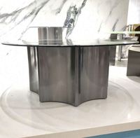 Mobilier moderne de salon Ensemble table basse en verre trempé Base SS Table basse ronde Prix de gros Usine Foshan