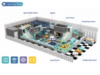 Équipement de centre de jeux intérieur sur le thème de l'espace pour enfants avec station spatiale, piscine à balles et bac à sable pour centre commercial