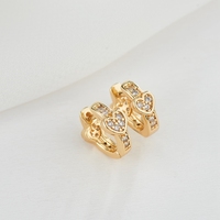Pendientes de Aro Huggie de Latón Chapado en Oro de 14K con Zirconia Redonda y Corazón de Mickey, Joyería de Moda Linda para Niñas, ¡Gran Oferta!