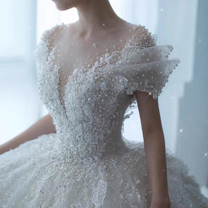 فستان زفاف جديد للعروس ثوب الكرة الحديث نسيج خفيف للصغير مقاس كبير للحوامل الحرفية الثقيلة مم فستان خفيف - Product Image 1