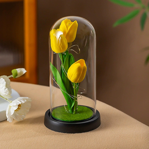 Regalos para el Día de la Madre, Flores Artificiales Eternas, Tulipán Preservado en Cúpula de Cristal, Regalos para el Día de San <span class=keywords><strong>Valentín</strong></span> 2026 - Product Image 5