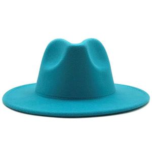Cappelli Fedora in Feltro da <span class=keywords><strong>Uomo</strong></span> Stile Retrò Europeo e Americano Tinta Unita Colori Misti di Alta Qualità All'ingrosso Cappello Jazz - Product Image 6