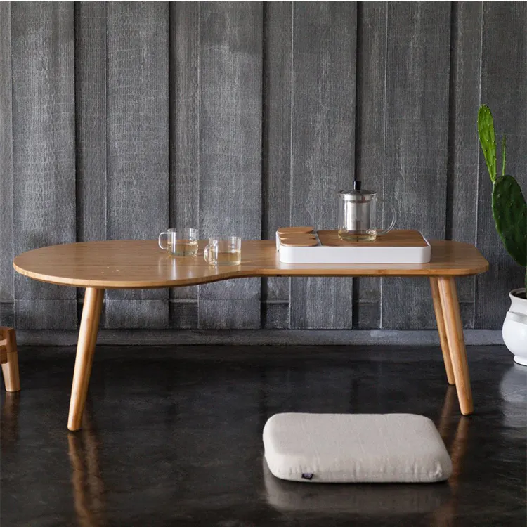 Mesas de madeira modernas Mesa de extremo de bambu, mesa de centro de madeira maciça de bambu para móveis de sala de estar