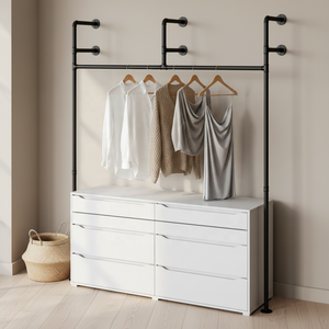 Combohome Modern Loft Ruben Wardrobe <strong>with</strong> Clothes Rail Open Accessible <strong>Coat</strong> <strong>Rack</strong> <strong>Chest</strong> <strong>of</strong> <strong>Drawers</strong> Eco-Friendly Home Furniture - Product Image 1