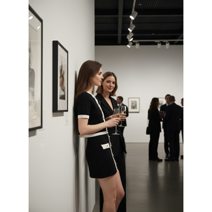 <strong>Old</strong> Money Contrast Trim Knitted Co-ord Set Women Short Sleeve Button Cardigan and Mini Skirt - Product Image 2