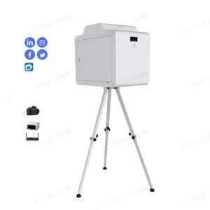 Cabina fotografica portatile per selfie e macchina da 21.5 pollici touch screen con stampa istantanea cabina fotografica in alluminio con guscio per fotocamera dslr