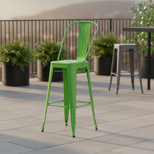 Tabouret de bar moderne en métal, chaise haute de bar, chaise de bar rouge en fer, chaises industrielles, tabouret pouvant être transformé en table - Product Image 1