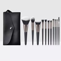 10 pinceaux professionnels Kabuki à poils synthétiques et manche en bois pour fond de teint, poudre libre, maquillage du visage, contour des joues et fard à joues