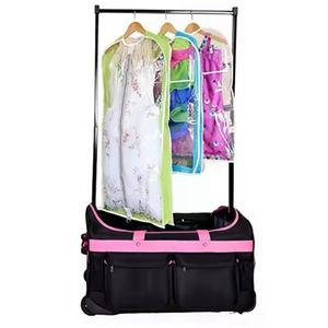 Dance Suitcase Hanging Clothes Garment Bag with Wheels 28" Nylon <b>Water</b> <b>Resistant</b> Travel Bag with Coat Hanger Rack - Product Image 2