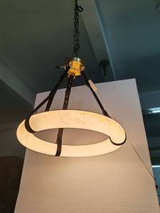 Lámpara de Araña de Mármol Alabastro Translúcido Importada de <span class=keywords><strong>España</strong></span>, Lámparas de Cuero Artístico, Lámpara Colgante de Lujo para Decoración del Hogar, Sala de Estar de Hotel - Product Image 2