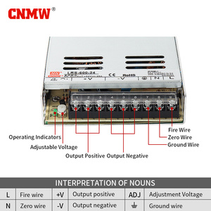CNMW 24V แหล่งจ่ายไฟแบบสวิตชิ่ง AC-DC แบบเอาต์พุตเดี่ยว ประสิทธิภาพ 86% สำหรับแถบไฟ LED พร้อมระบบป้องกัน OVP OTP OCP <span class=keywords><strong>SCP</strong></span> - Product Image 4