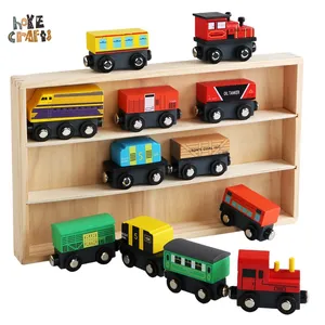 Популярный детский набор поезда «Все в одном», забавные магнитные игрушки поезда, набор из 12 деревянных поезда