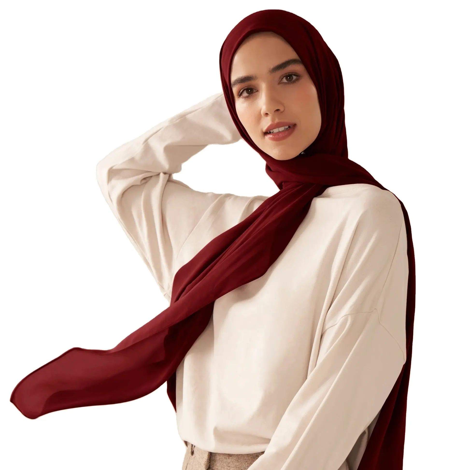 Iman Thời Trang Voan Hijab Rắn Màu Sắc Tùy Chỉnh Voan Khăn Cho Phụ Nữ Hồi Giáo Voan Hijab Khimar Hijab Hồi Giáo Tudung Niqab