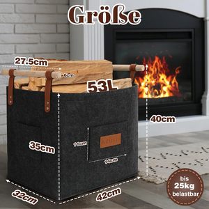Cesto Porta Legna in Feltro Multiuso Extra Large per Interni, con Manici, Ideale per Viaggi e Stoccaggio - Product Image 2