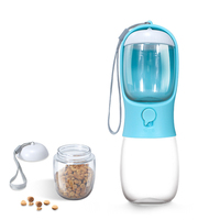 Bouteille d'eau portable 2-en-1 de 300 ml, anti-fuite, pour la marche, en plastique de qualité alimentaire, avec distributeur de nourriture pour chien, idéale pour les voyages et le recyclage.