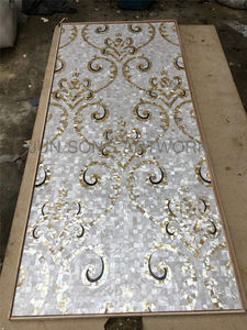 JS MOP-ST-FL04-mosaico de concha de <span class=keywords><strong>mar</strong></span> blanca, Mural de flores doradas para TV, dormitorio, pegatina contra salpicaduras - Product Image 2