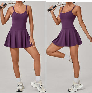 Vestido Deportivo para Adultos con Volantes, Falda <span class=keywords><strong>de</strong></span> Tenis con Pantalones Cortos Interiores, Vestido Deportivo Suave <span class=keywords><strong>de</strong></span> Secado Rápido, Vestido <span class=keywords><strong>de</strong></span> Tenis <span class=keywords><strong>de</strong></span> Spandex/Poliéster - Product Image 4